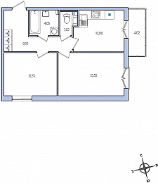 1-комнатная, 55 м² — ЖК ЖК Янила Драйв
