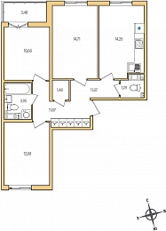 1-комнатная, 73 м² — ЖК ЖК Янила Драйв