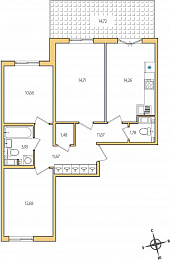 1-комнатная, 76 м² — ЖК ЖК Янила Драйв