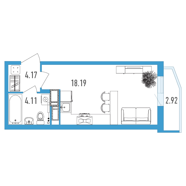 Студия, 27 м² — ЖК ЖК Yoga (Йога)