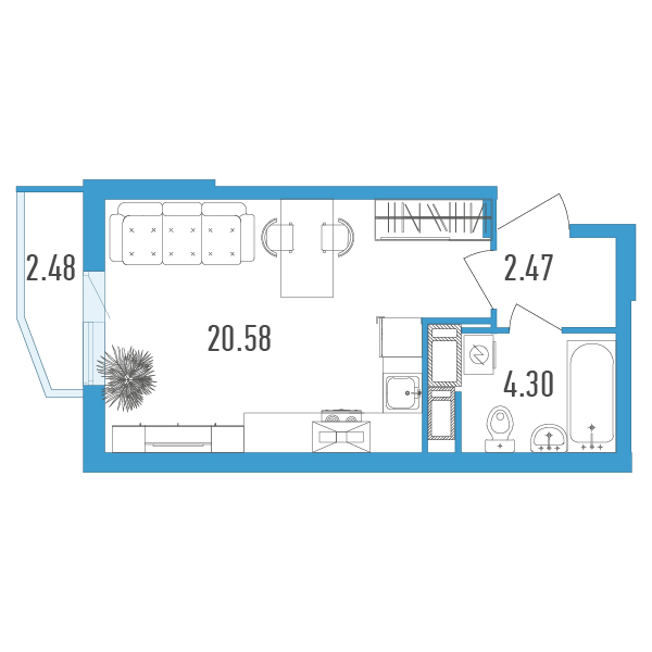 Студия, 28 м² — ЖК ЖК Yoga (Йога)