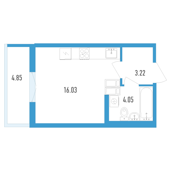 Студия, 25 м² — ЖК ЖК Аэросити