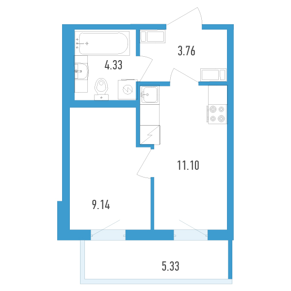 1-комнатная, 30 м² — ЖК ЖК Аэросити