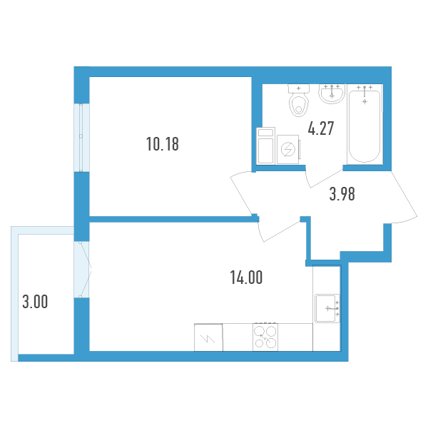 1-комнатная, 33 м² — ЖК ЖК Аэросити
