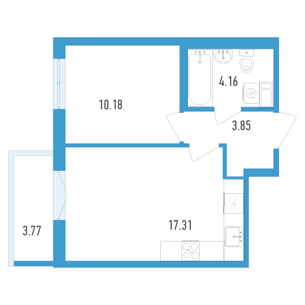1-комнатная, 37 м² — ЖК ЖК Аэросити