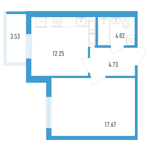 1-комнатная, 40 м² — ЖК ЖК Аэросити