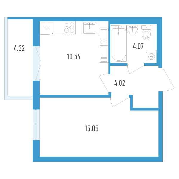 1-комнатная, 35 м² — ЖК ЖК Аэросити
