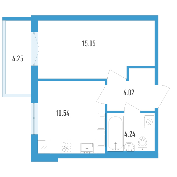 1-комнатная, 35 м² — ЖК ЖК Аэросити