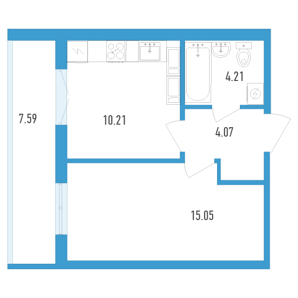 1-комнатная, 37 м² — ЖК ЖК Аэросити