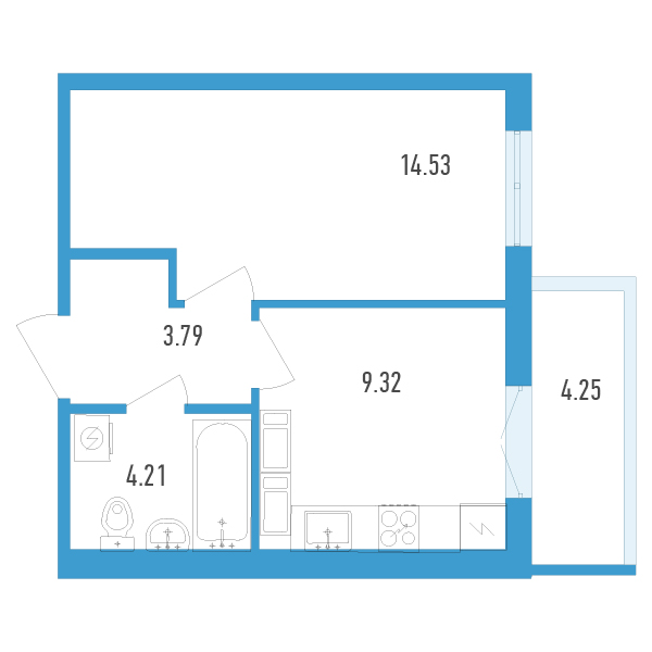 1-комнатная, 33 м² — ЖК ЖК Аэросити