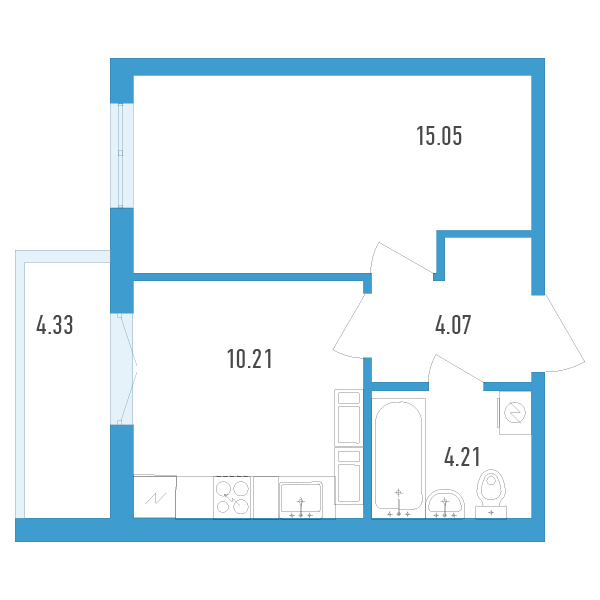1-комнатная, 36 м² — ЖК ЖК Аэросити