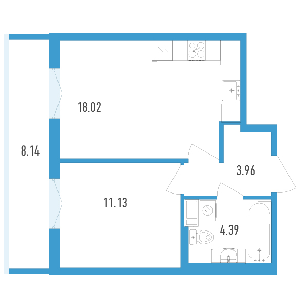 1-комнатная, 40 м² — ЖК ЖК Аэросити
