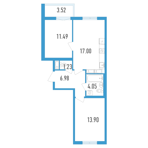 2-комнатная, 56 м² — ЖК ЖК Аэросити