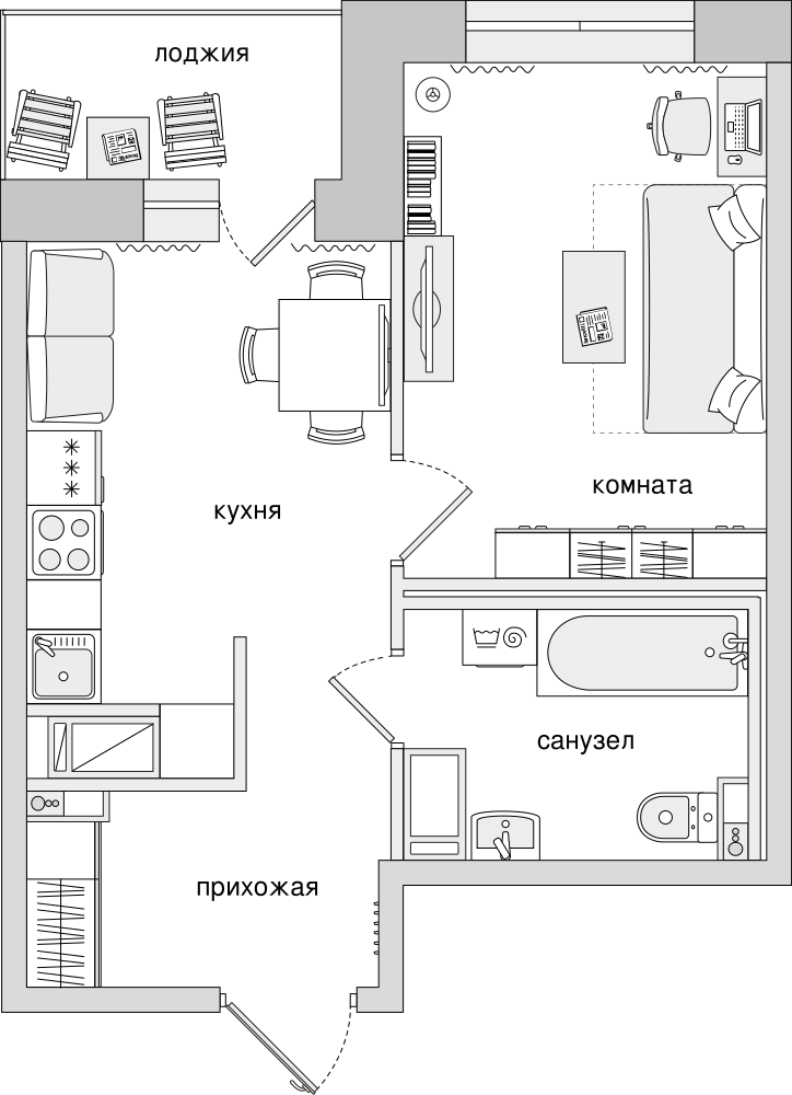 1-комнатная, 37 м² — ЖК ЖК Елизаровский