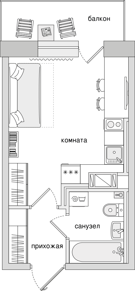 Студия, 27 м² — ЖК ЖК Северный