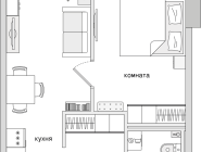 1-комнатная, 42 м² — ЖК ЖК Северный