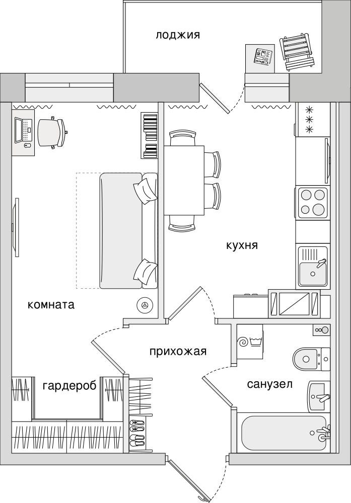 1-комнатная, 36 м² — ЖК ЖК Северный
