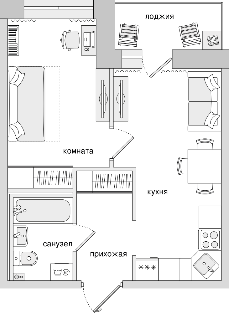 1-комнатная, 38 м² — ЖК ЖК Северный