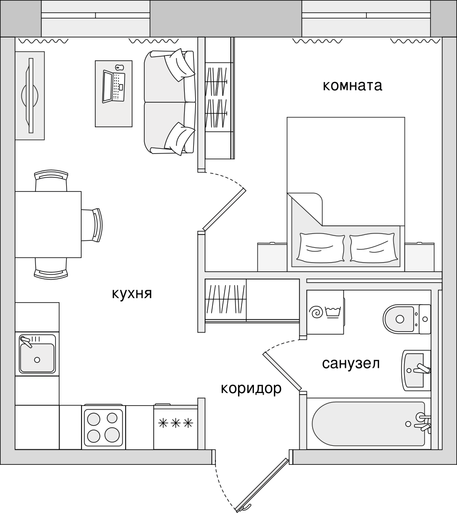 1-комнатная, 31 м² — ЖК ЖК Северный
