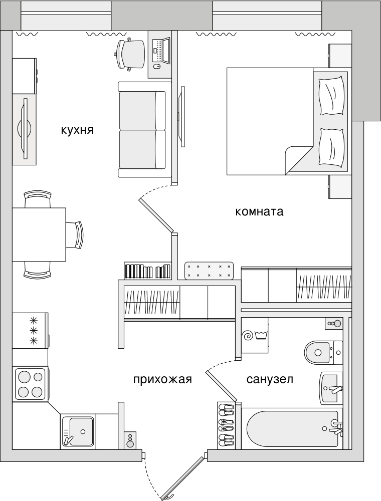 1-комнатная, 35 м² — ЖК ЖК Северный