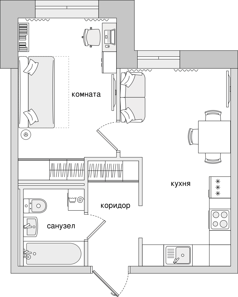 1-комнатная, 36 м² — ЖК ЖК Северный