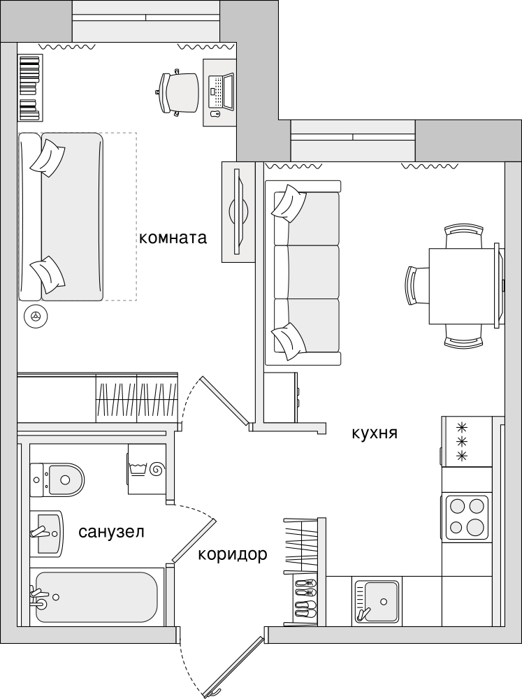 1-комнатная, 35 м² — ЖК ЖК Северный