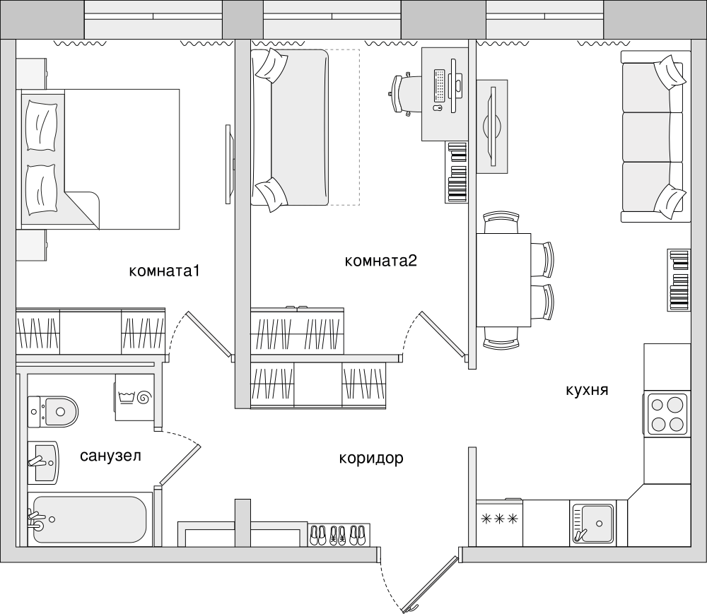 2-комнатная, 53 м² — ЖК ЖК Северный