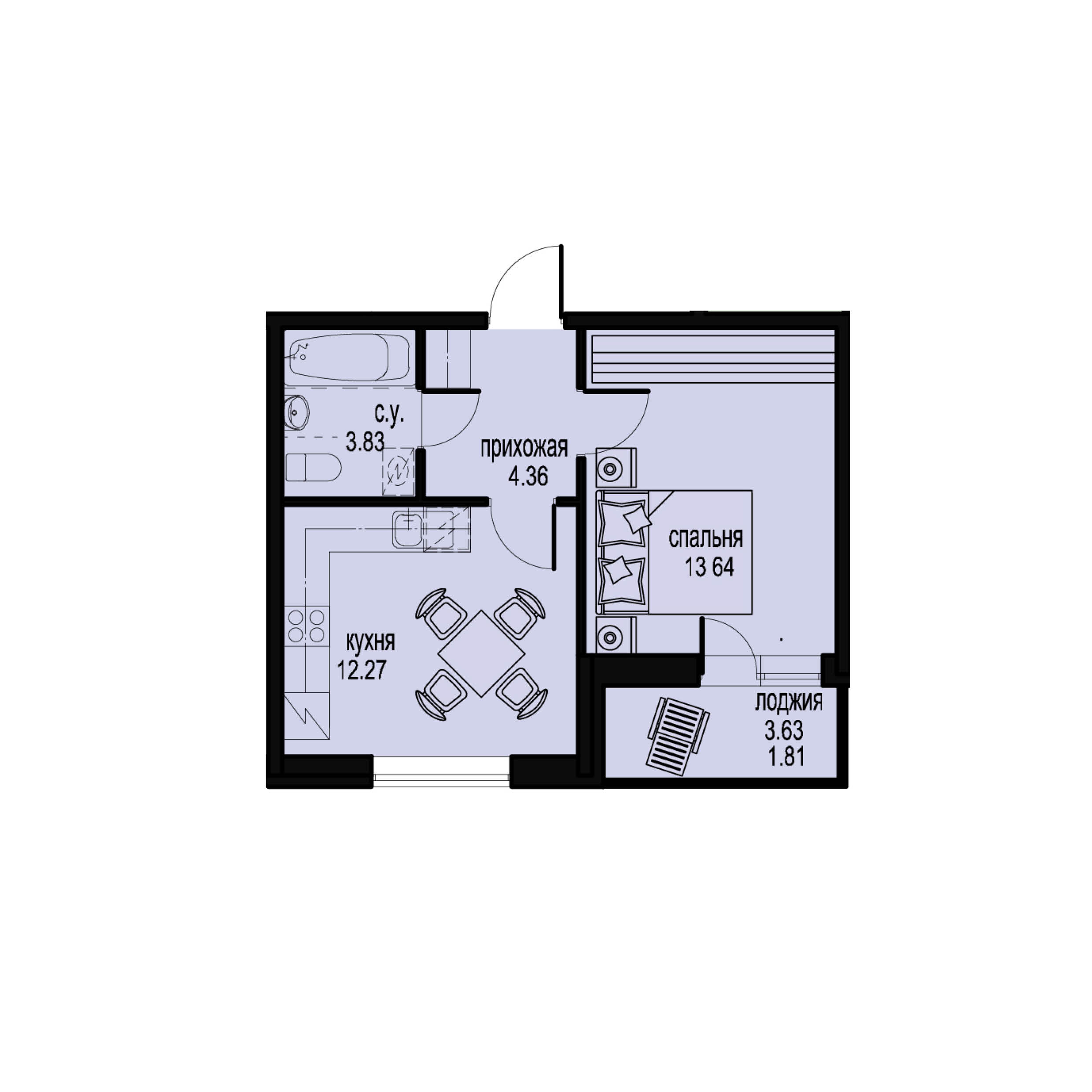 1-комнатная, 36 м² — ЖК ЖК ID Мурино (Айди Мурино)