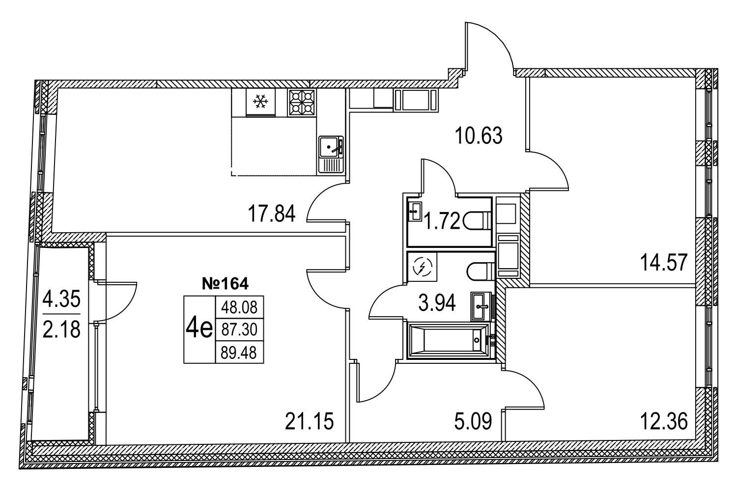 3-комнатная, 89 м² — ЖК ЖК Лиговский сити - Второй квартал (Ligovsky City)