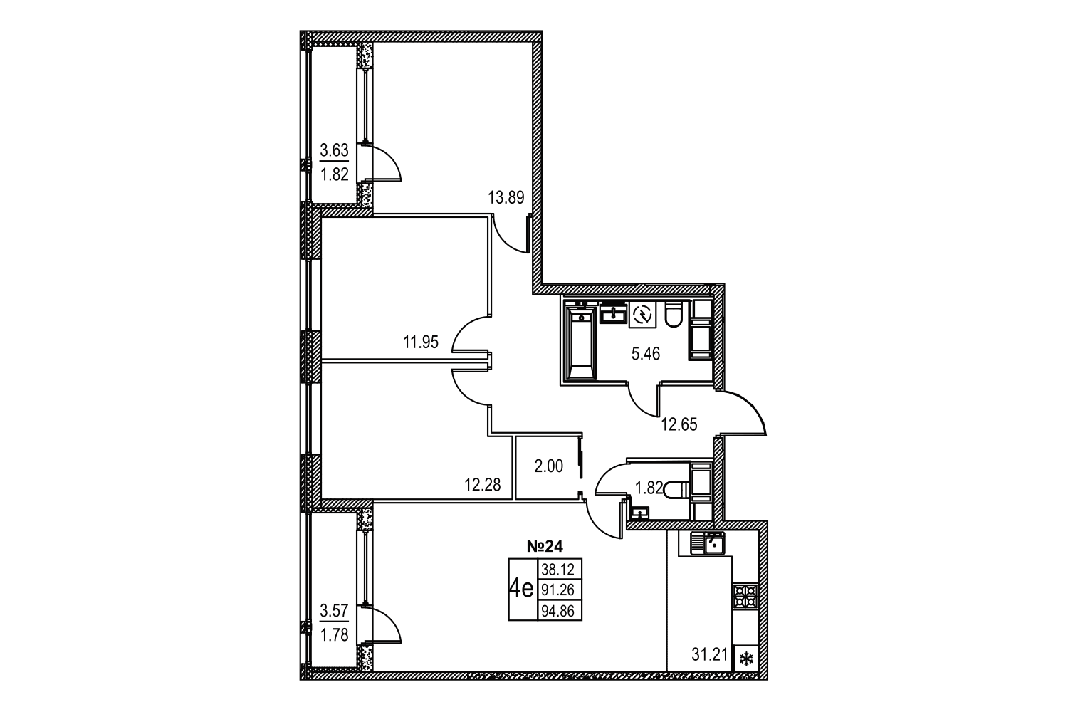 3-комнатная, 95 м² — ЖК ЖК Лиговский сити - Второй квартал (Ligovsky City)