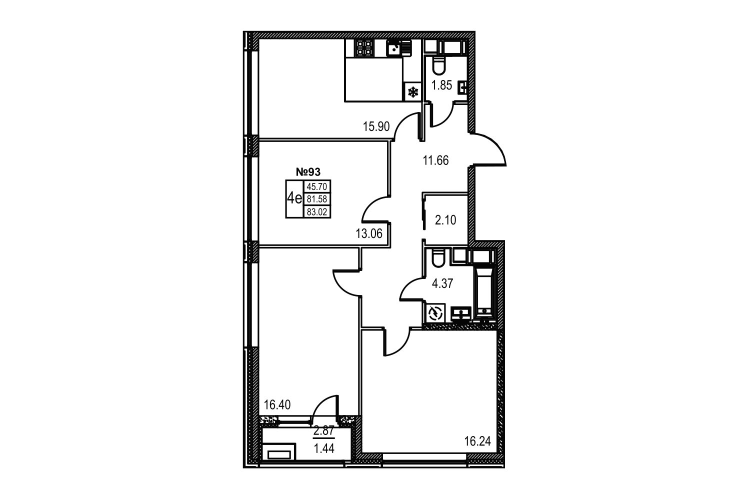 3-комнатная, 83 м² — ЖК ЖК Лиговский сити - Второй квартал (Ligovsky City)