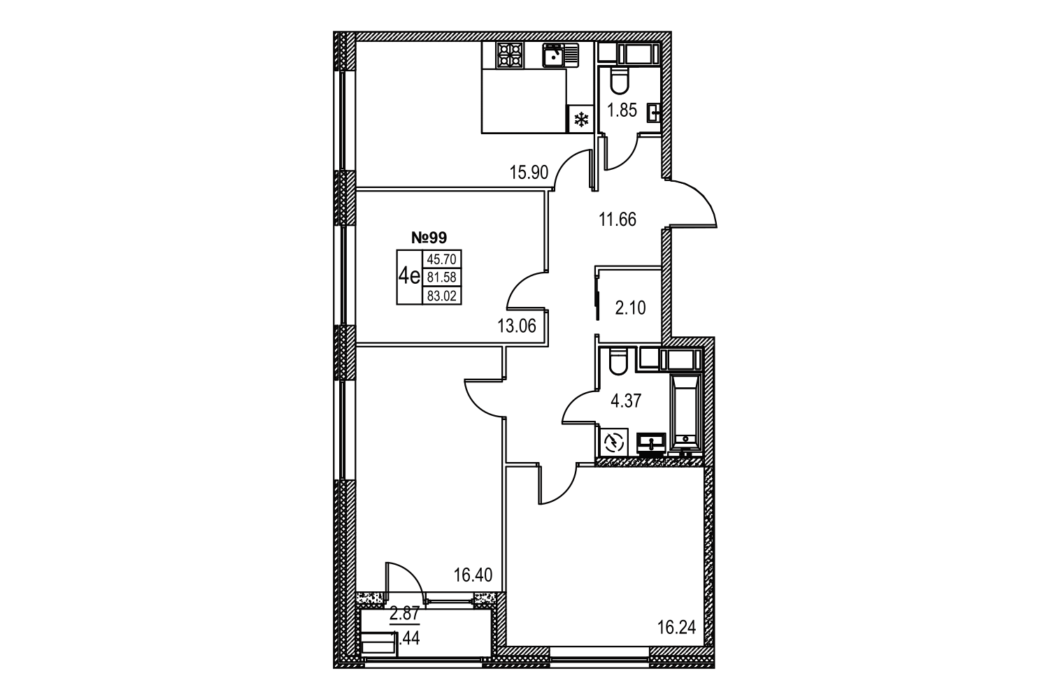 3-комнатная, 83 м² — ЖК ЖК Лиговский сити - Второй квартал (Ligovsky City)