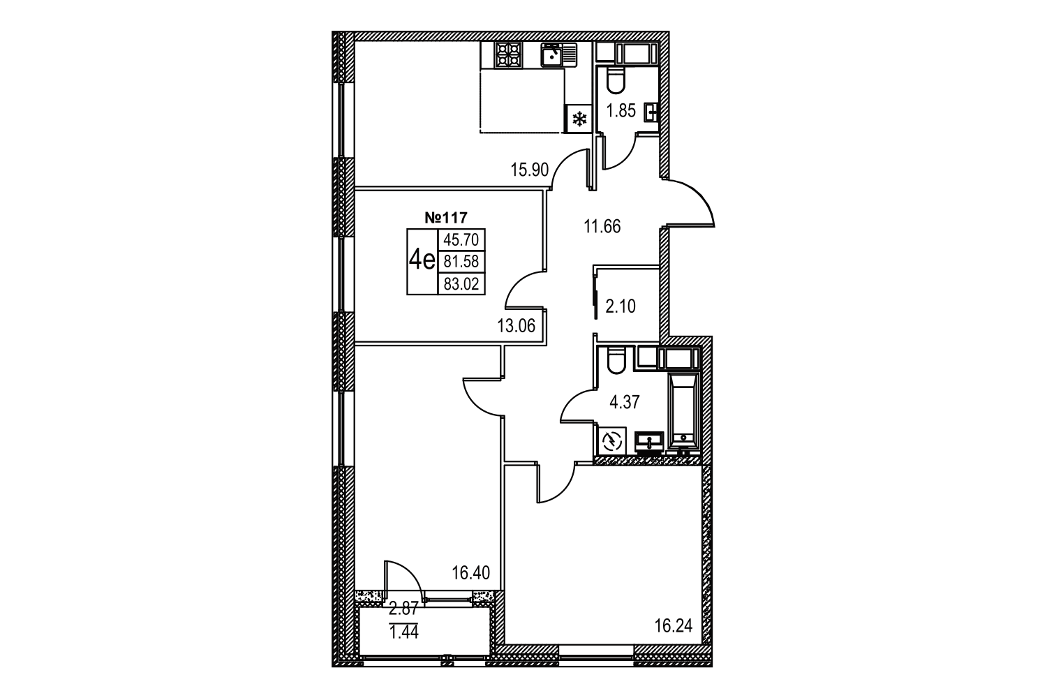 3-комнатная, 83 м² — ЖК ЖК Лиговский сити - Второй квартал (Ligovsky City)