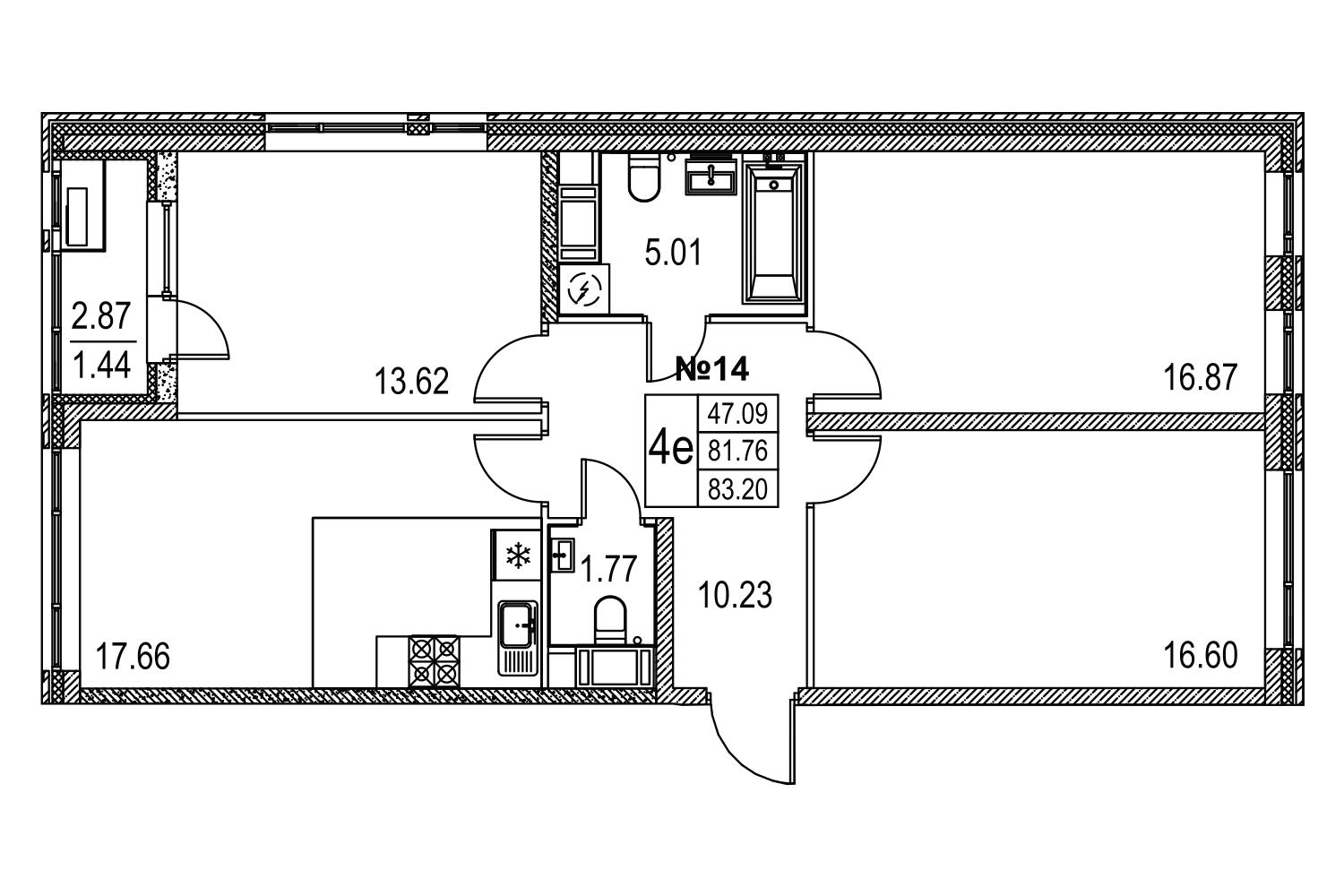 3-комнатная, 83 м² — ЖК ЖК Лиговский сити - Второй квартал (Ligovsky City)