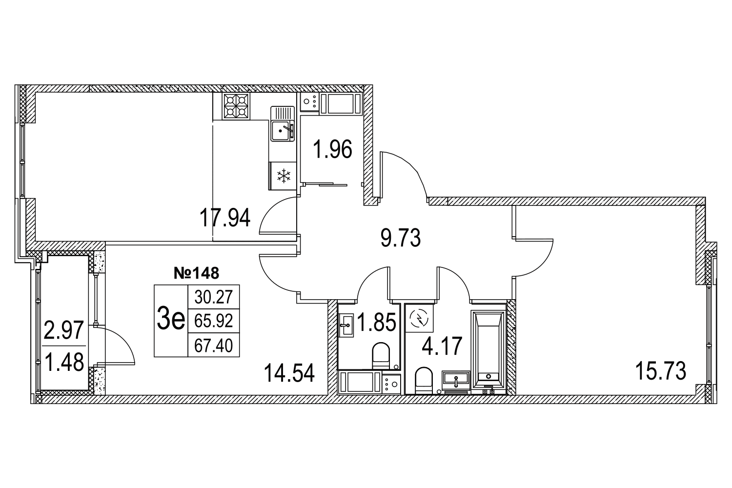 2-комнатная, 67 м² — ЖК ЖК Лиговский сити - Второй квартал (Ligovsky City)