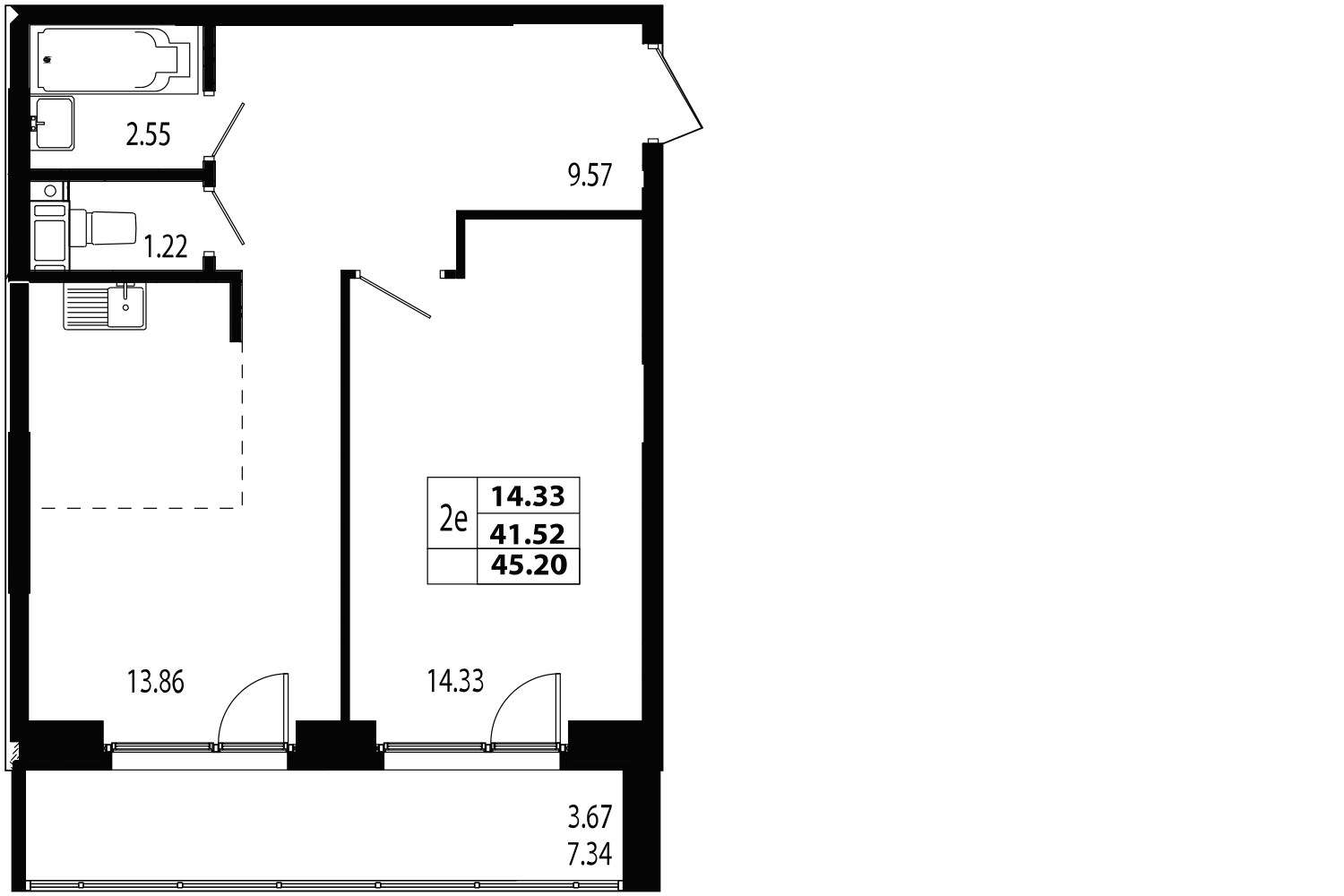 1-комнатная, 46 м² — ЖК ЖК Лиговский сити - Второй квартал (Ligovsky City)