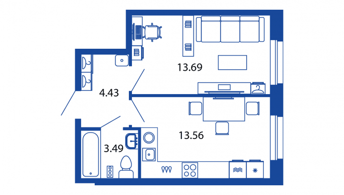1-комнатная, 35 м² — ЖК ЖК Полис на московской