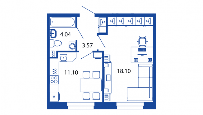 1-комнатная, 37 м² — ЖК ЖК Полис на московской