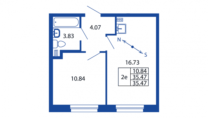 2-комнатная, 35 м² — ЖК ЖК Полис на московской