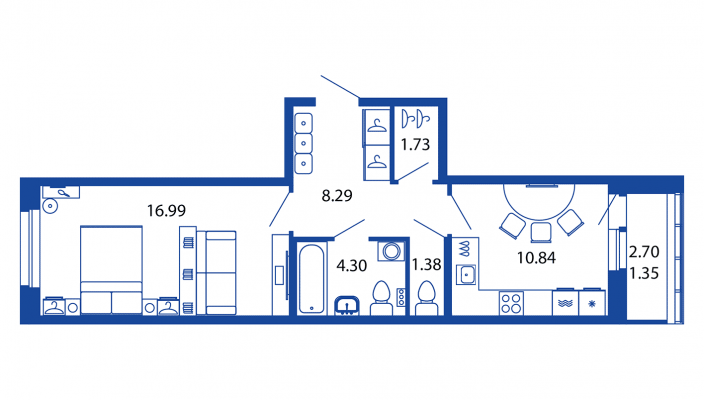 1-комнатная, 45 м² — ЖК ЖК Полис на московской