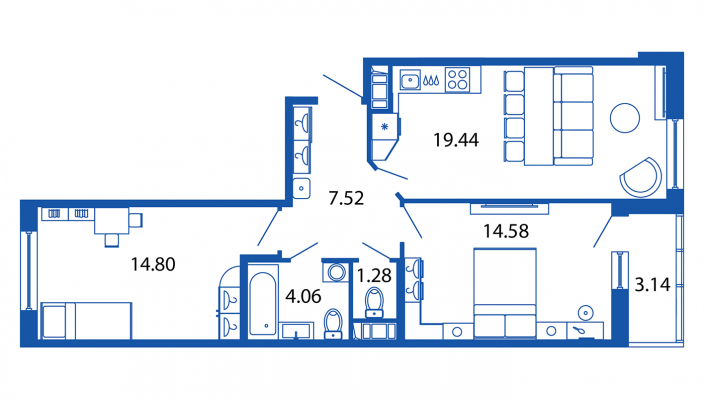 3-комнатная, 63 м² — ЖК ЖК Полис на московской