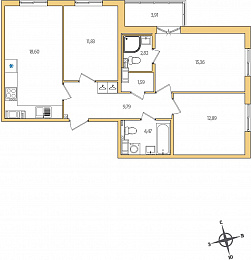 1-комнатная, 79 м² — ЖК ЖК Янила Драйв