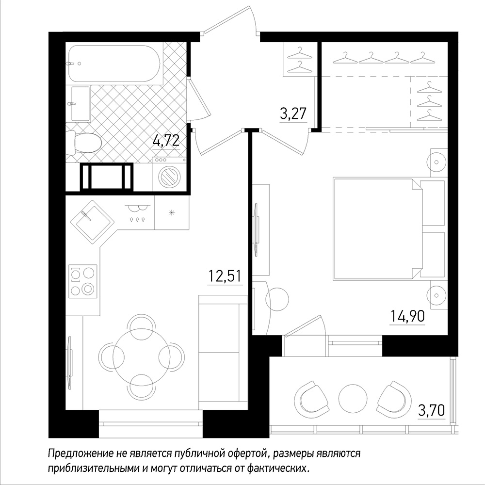 1-комнатная, 37 м² — ЖК ЖК Охта Хаус