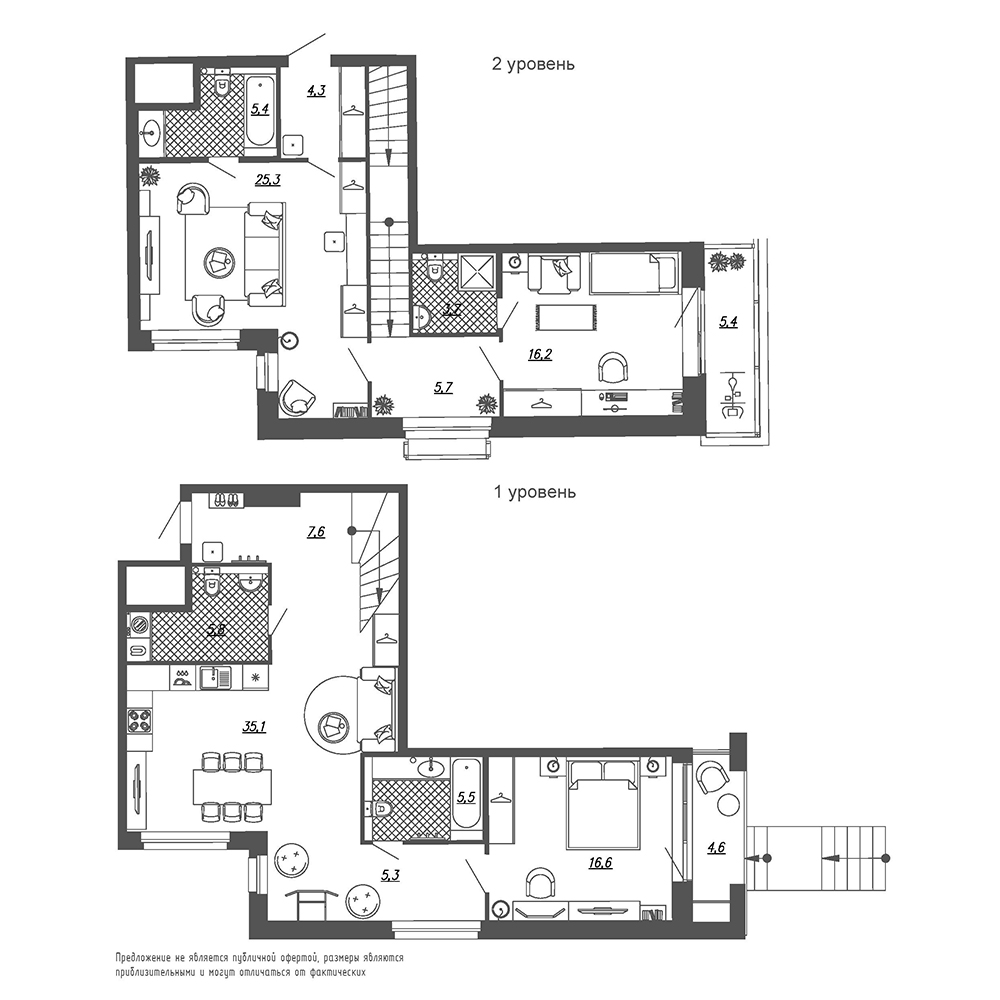 3-комнатная, 140 м² — ЖК ЖК Эталон на Неве