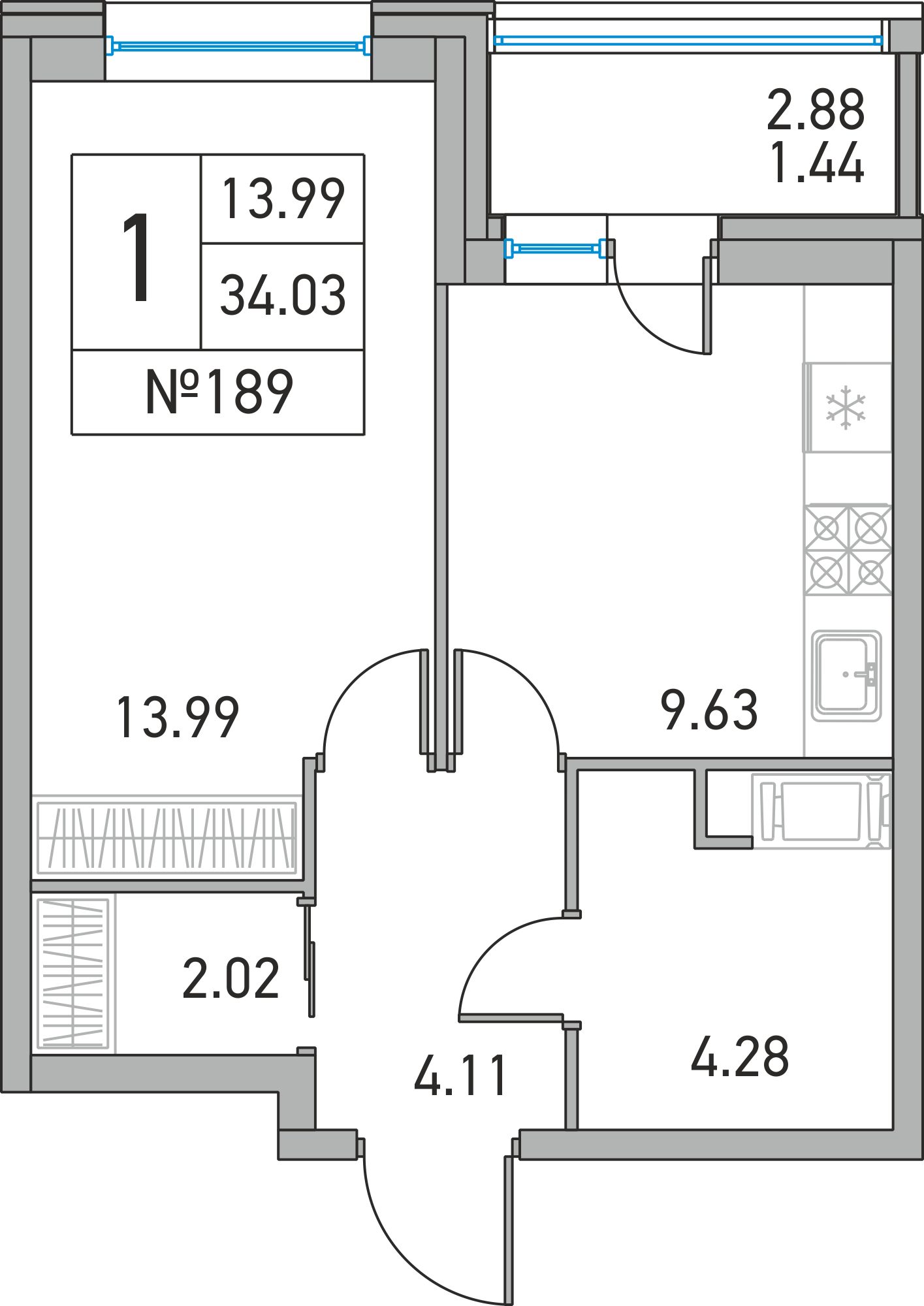 1-комнатная, 34 м² — ЖК ЖК Дом на Львовской
