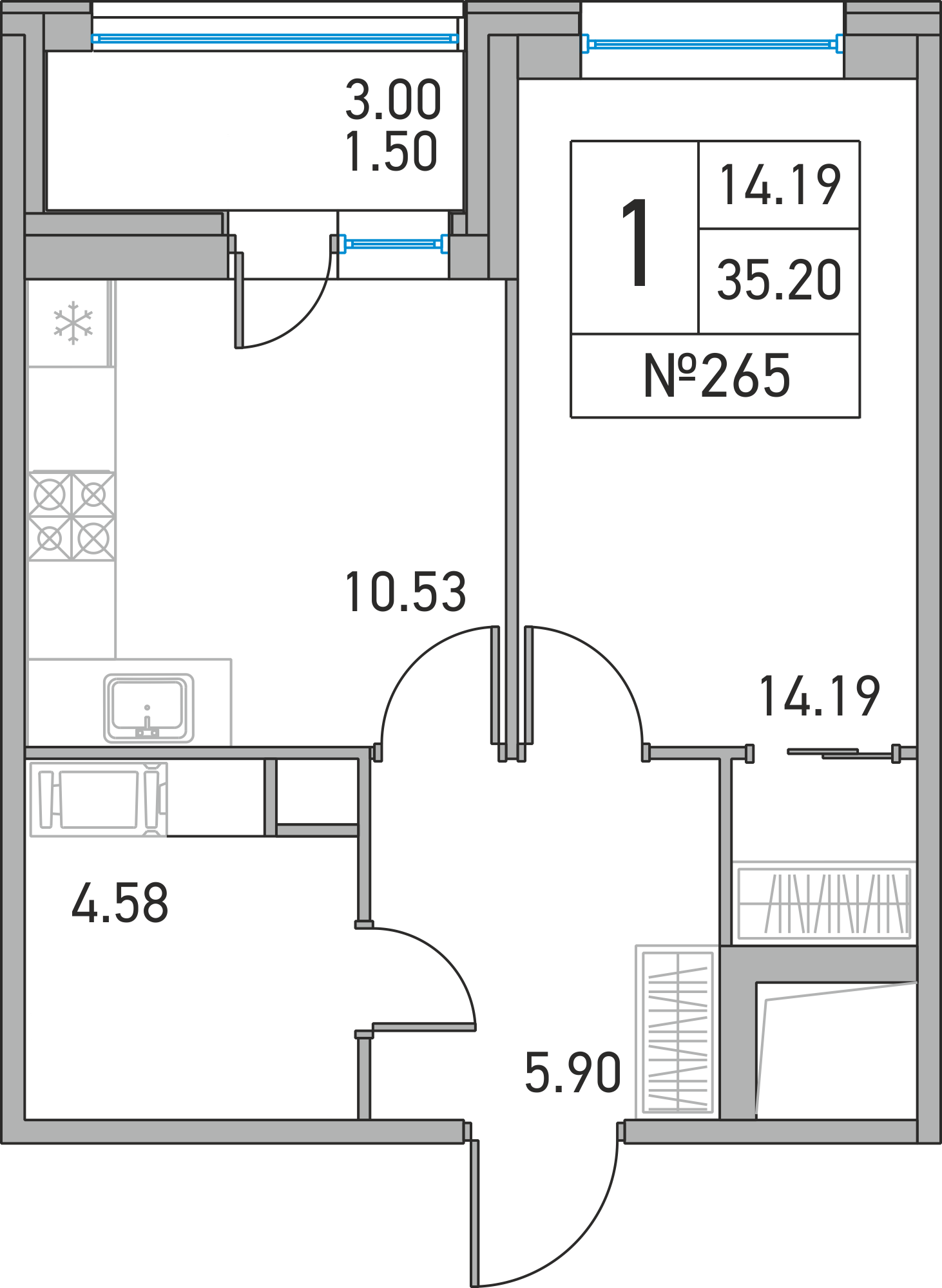1-комнатная, 35 м² — ЖК ЖК Дом на Львовской