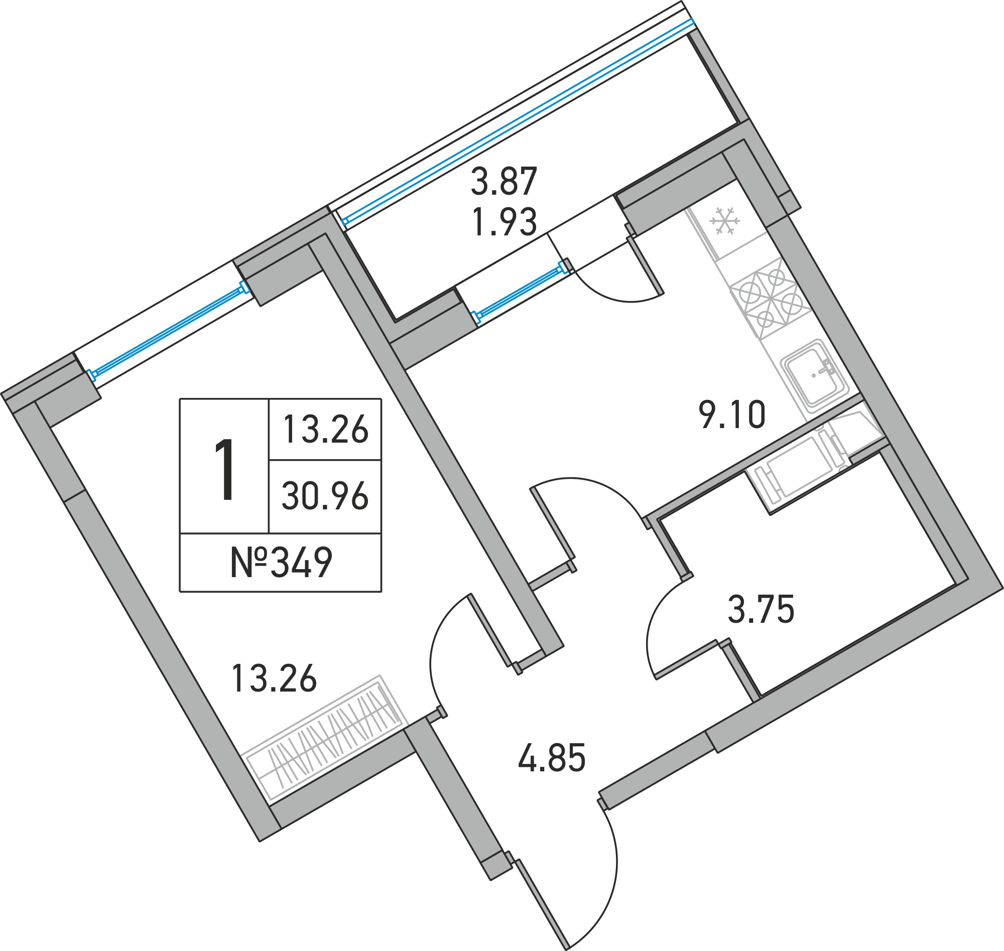 1-комнатная, 31 м² — ЖК ЖК Дом на Львовской