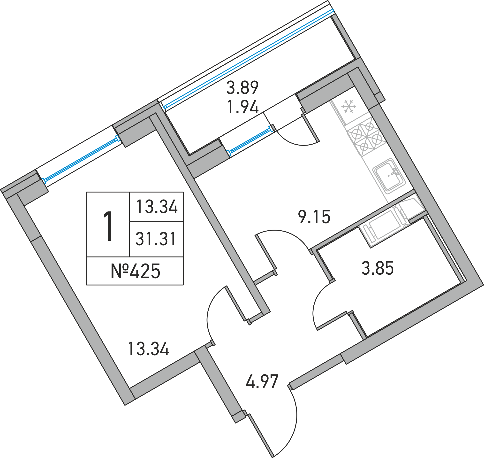 1-комнатная, 31 м² — ЖК ЖК Дом на Львовской