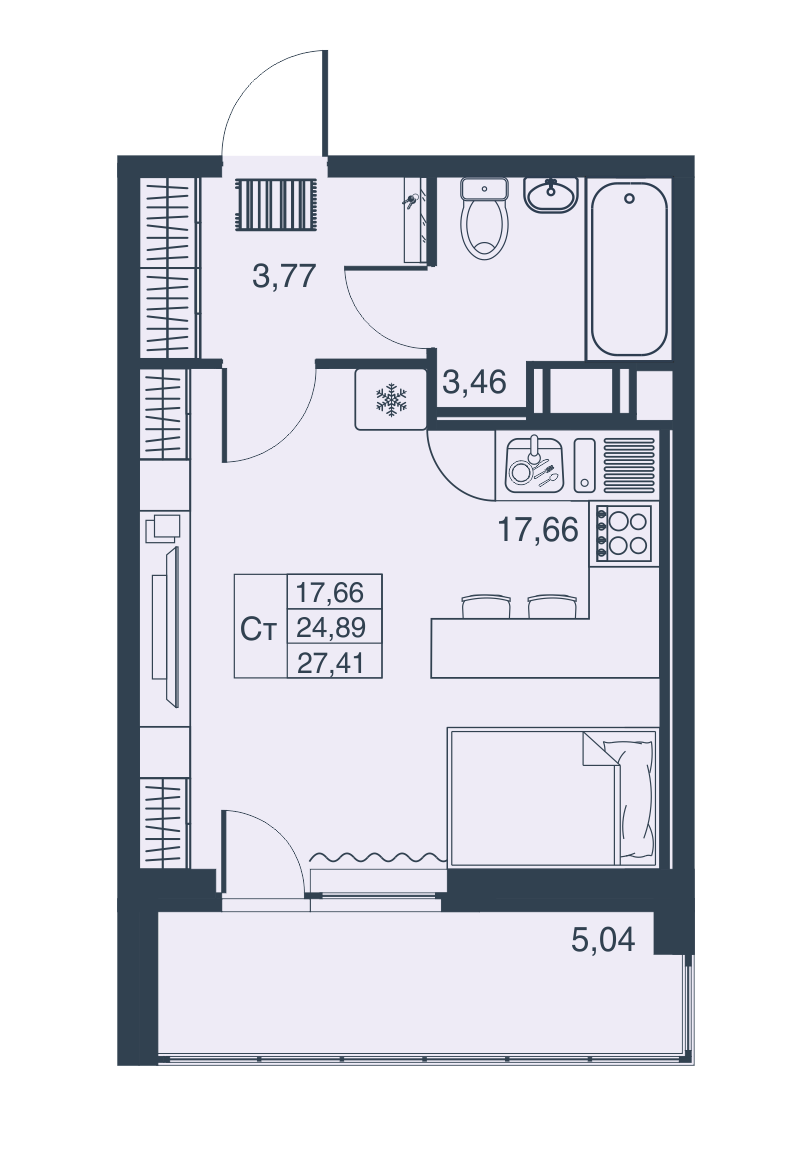 Студия, 25 м² — ЖК ЖК Мурино Парк