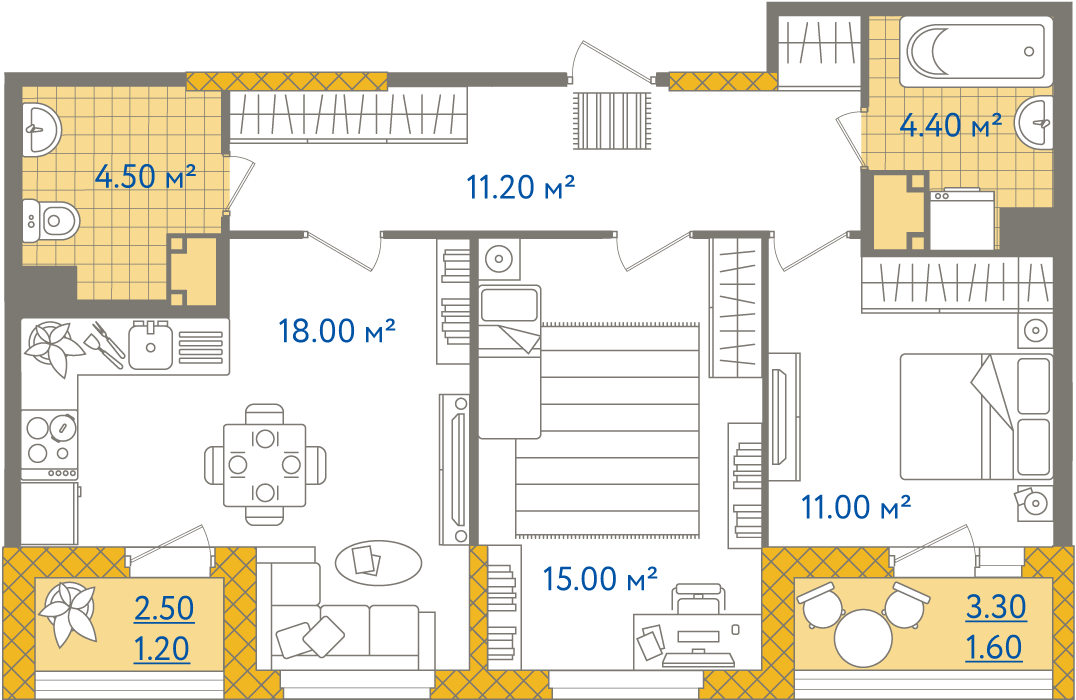 3-комнатная, 67 м² — ЖК ЖК Светлый мир жизнь